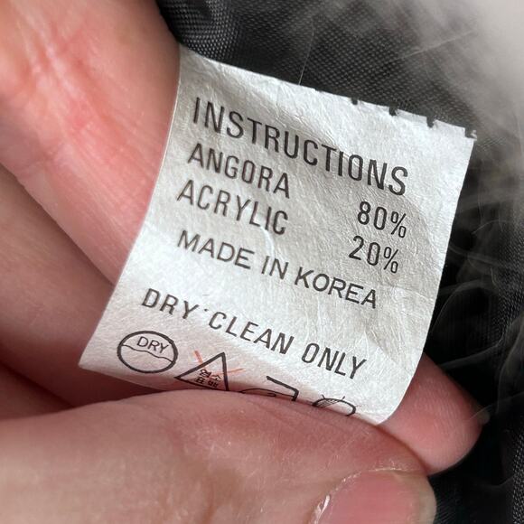 Mirano Black White Pattern Angora Coatigan 80% Angora Korea Vintage Lined L - Picture 10 of 10